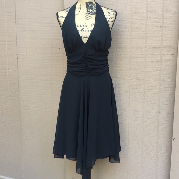 Sz XL Maria Bonita Black Asymmetrical Halter Dress - Picture 2 of 6